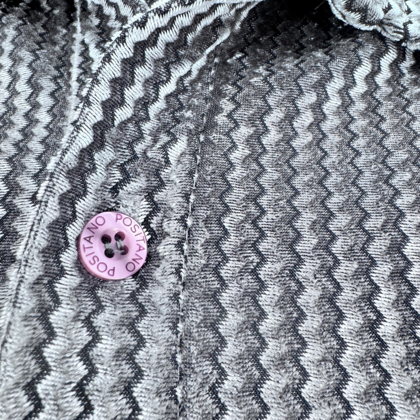 Vtg Positano Mens Iridescent Velvet Geometric Button Up Shirt Made In Usa 4xl — image 5 of 8